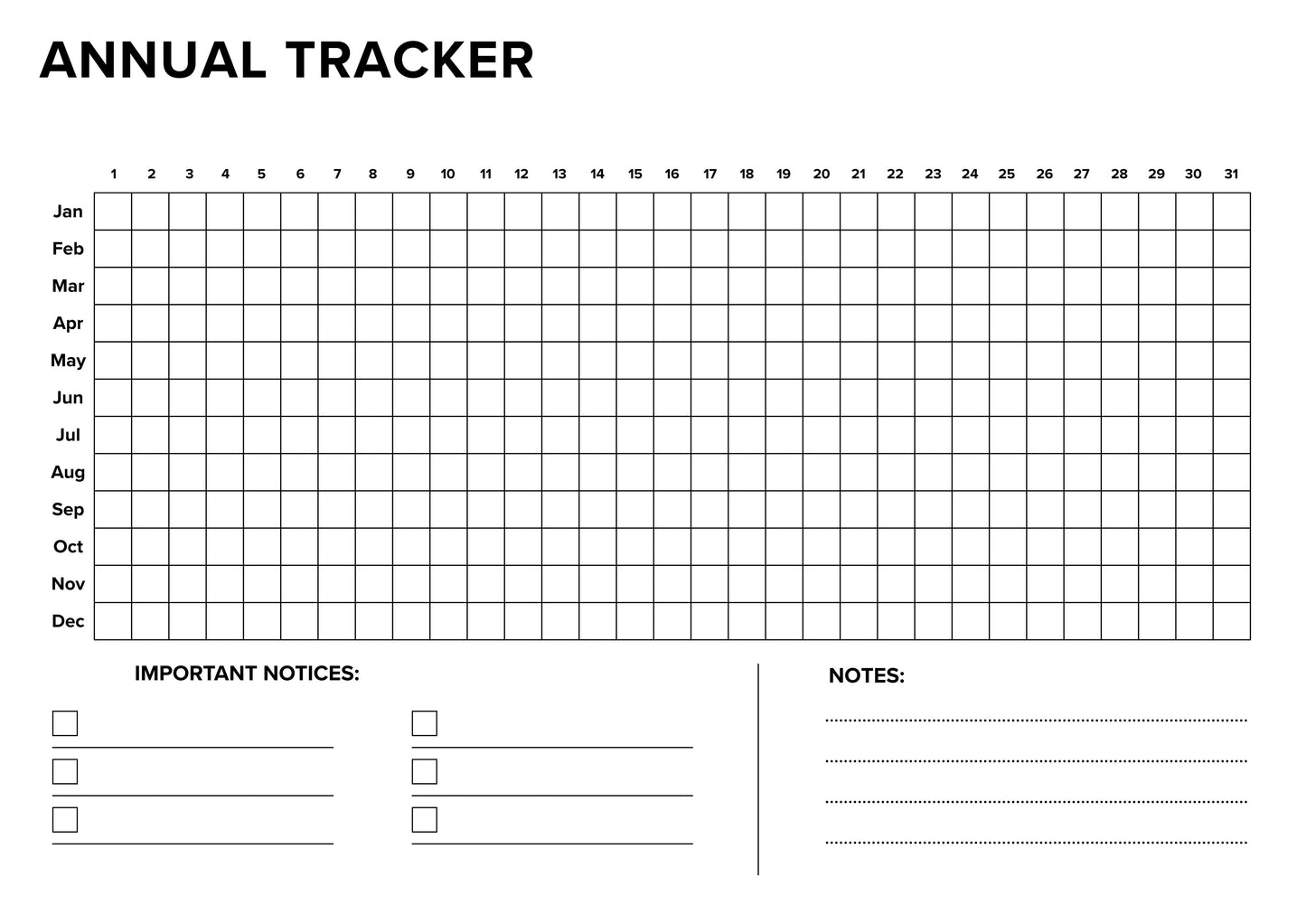 Annual Tracker Sheet
