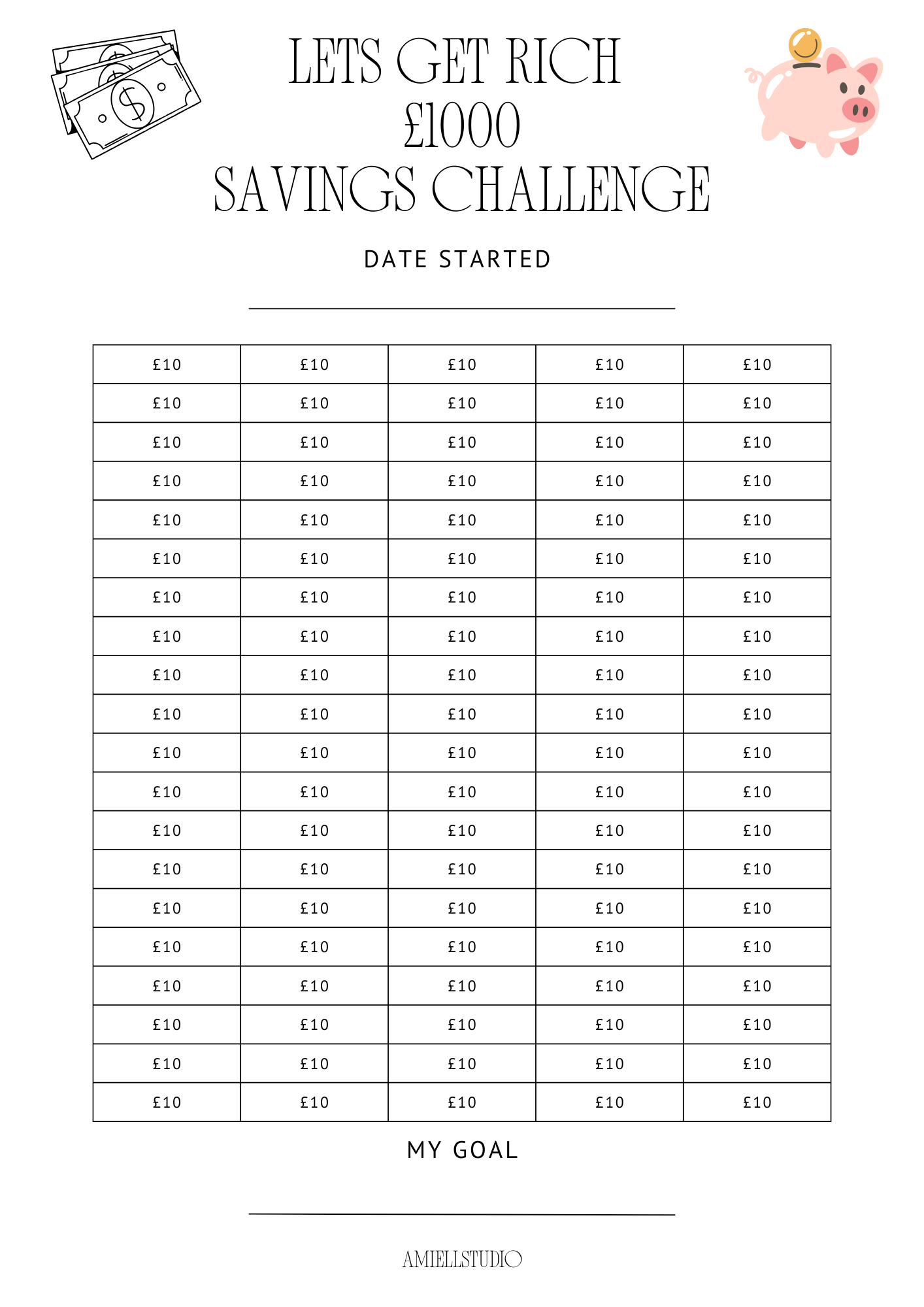 Savings Challenge Sheet