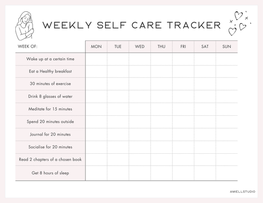 Weekly Self-Care Tracker Sheet
